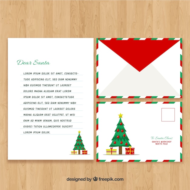 Muestra carta árbol de navidad santa claus