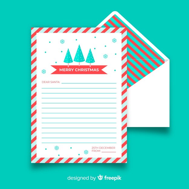 Muestra carta navidad pinos planos