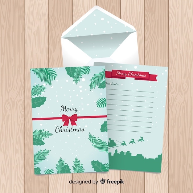 Muestra carta navidad silueta trineo