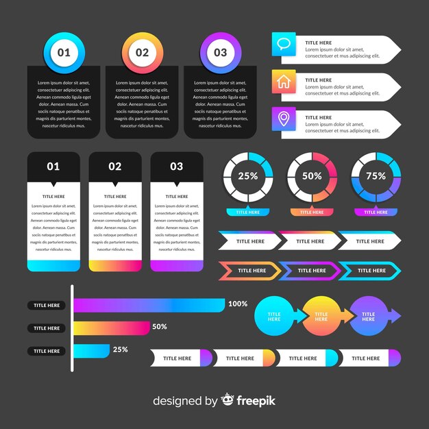 Muestra elementos degradados infografía