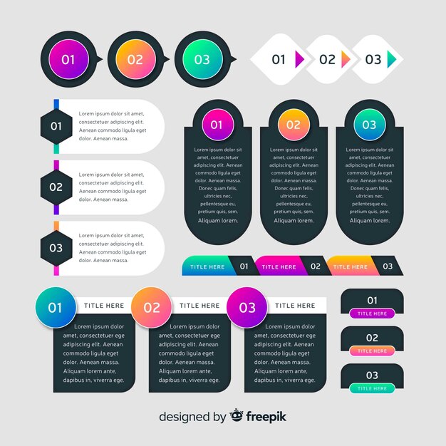 Muestra elementos degradados infografía