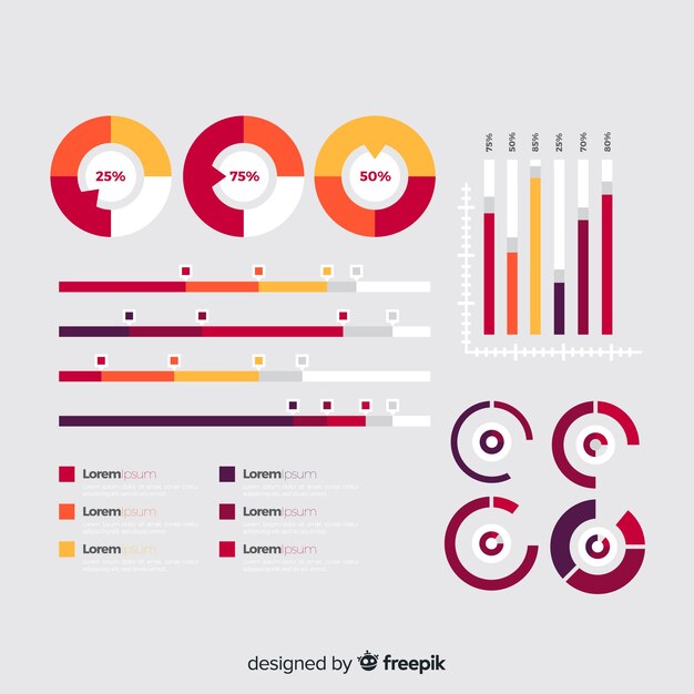 Muestra elementos infografía planos