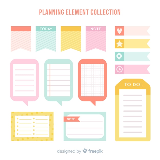 Vector gratuito muestra de elementos de planificación creativos