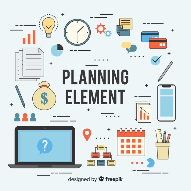 Muestra de elementos de planificación creativos