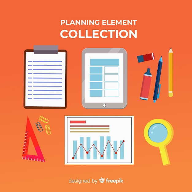 Vector gratuito muestra de elementos de planificación hermosos