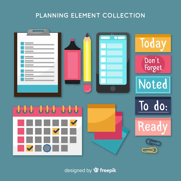 Vector gratuito muestra de elementos de planificación