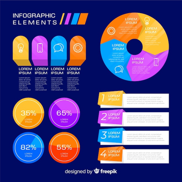 Muestra elementos planos infografía