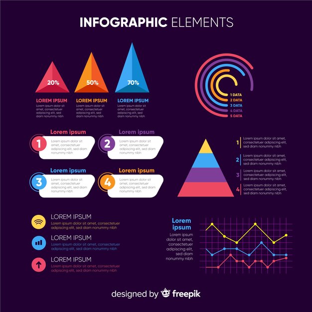 Muestra elementos planos infografía