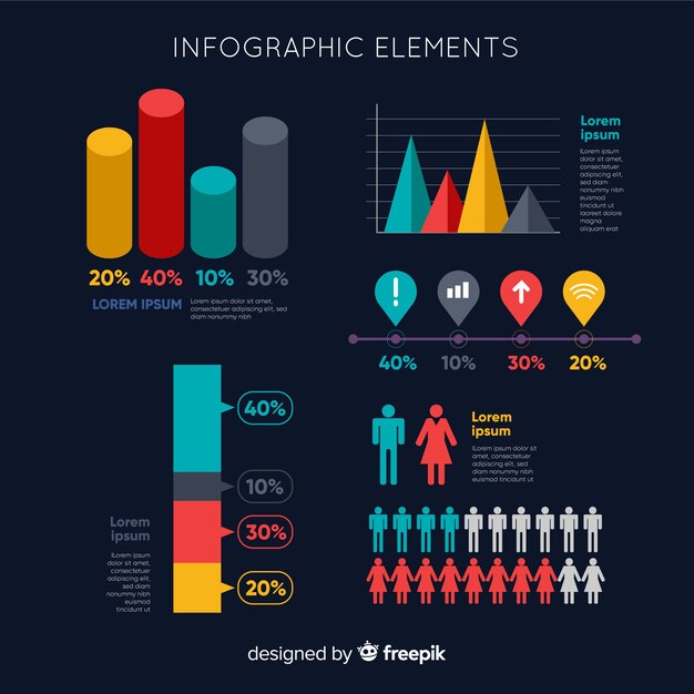 Muestra elementos planos infografía