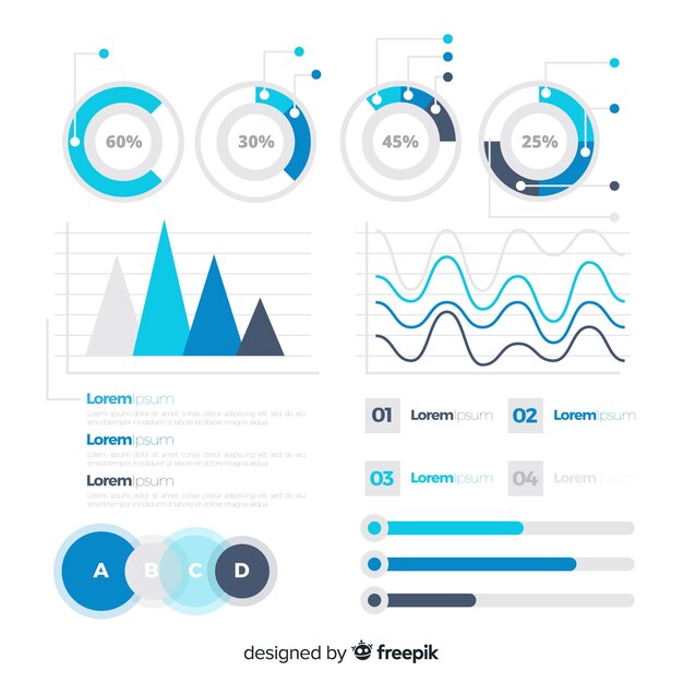 Muestra estadísticas infografía planas