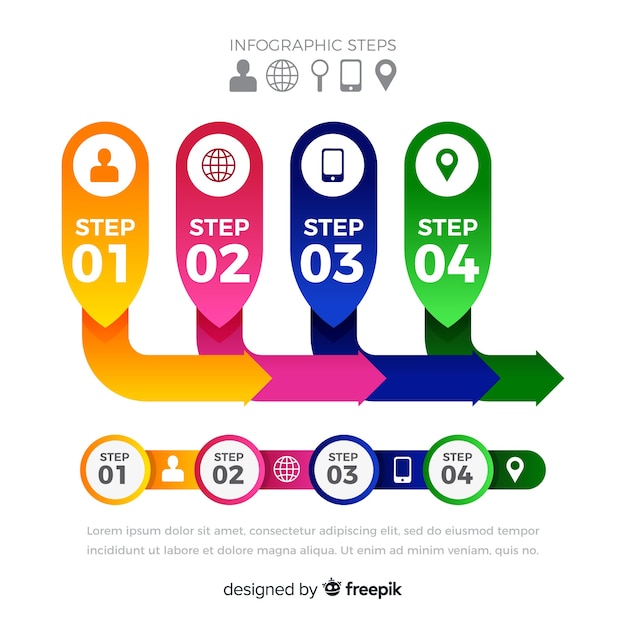 Vector gratuito muestra etiquetas pasos infografía planos