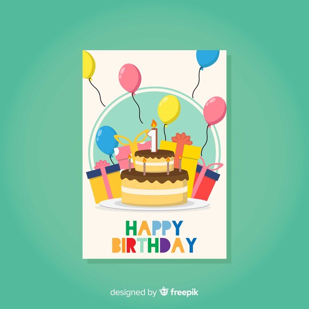 Muestra felicitación primer cumpleaños colorida