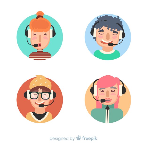 Muestra flat de avatares de call center