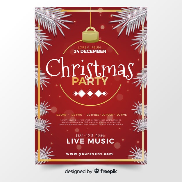 Muestra flyer fiesta navidad bola lineal