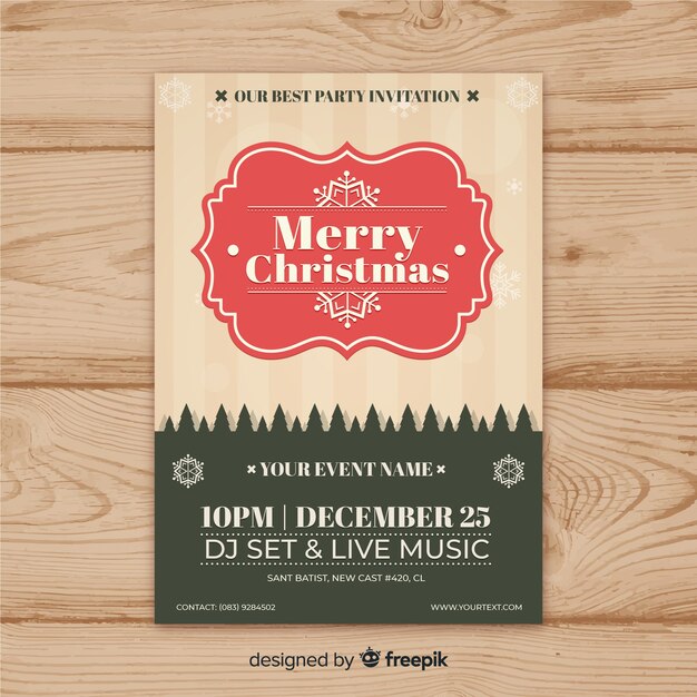 Muestra flyer marco vintage fiesta navidad