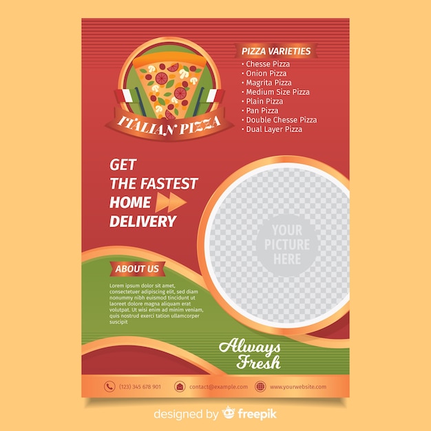 Vector gratuito muestra flyer pizza combinado