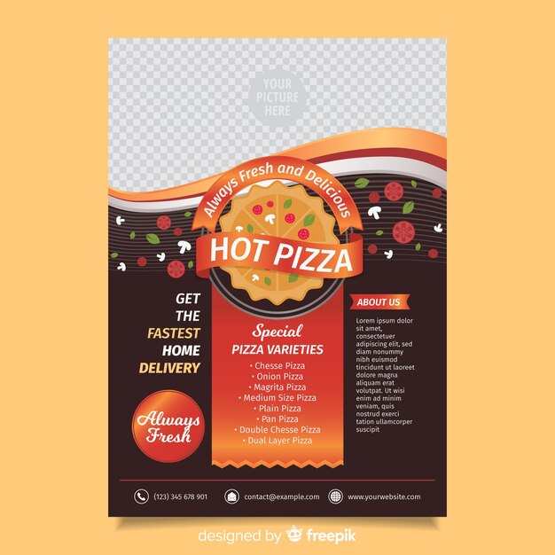 Muestra flyer pizza fotográfico