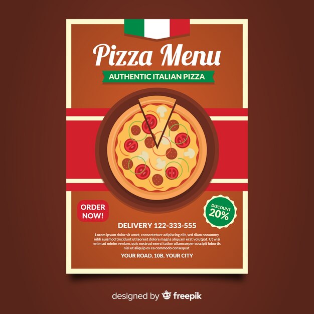 Muestra flyer pizza plano