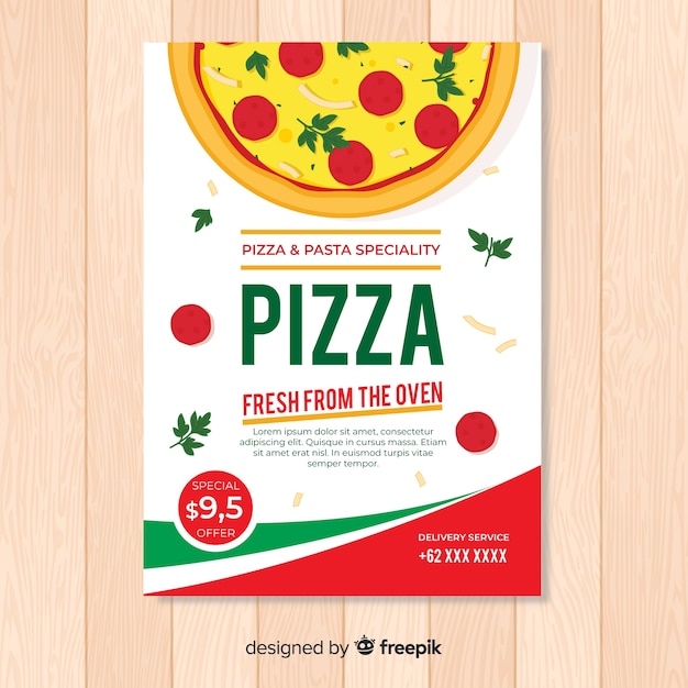 Vector gratuito muestra flyer pizza plano