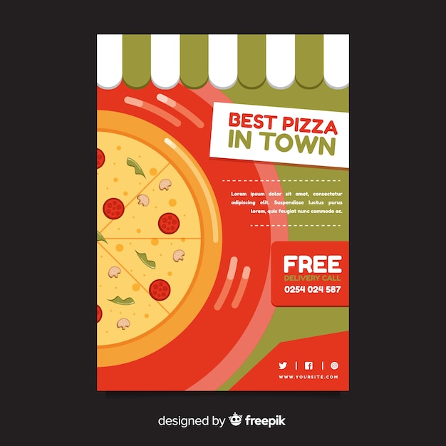 Vector gratuito muestra flyer plano pizza