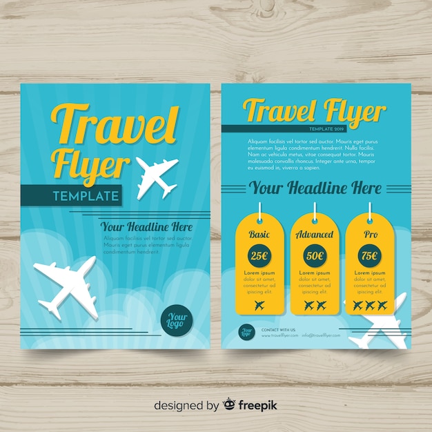 Muestra flyer plano viajes