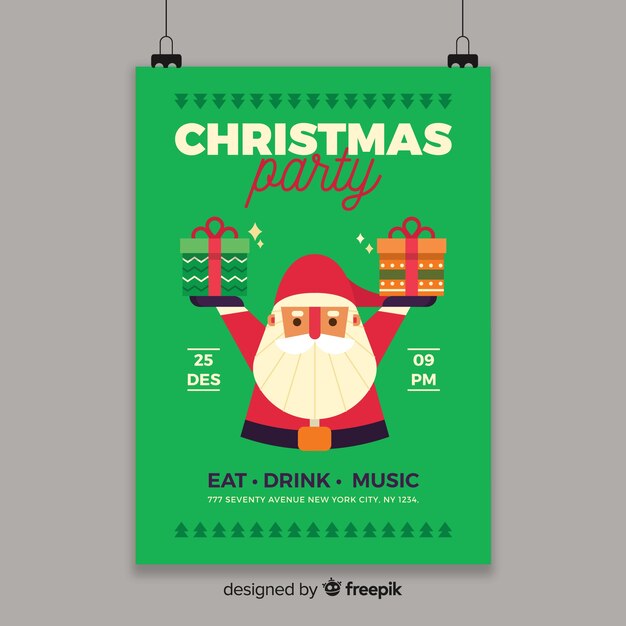 Muestra flyer santa claus cajas fiesta navidad