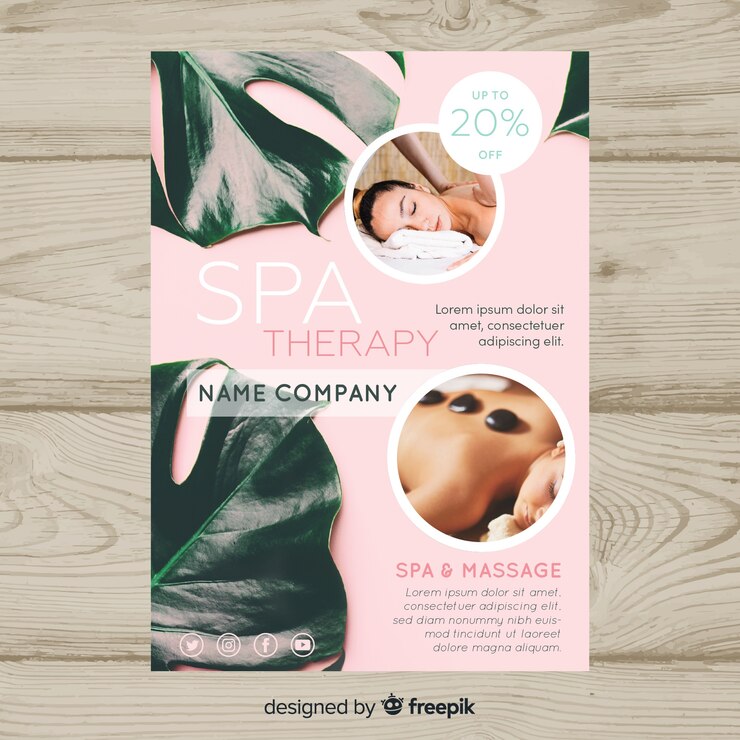 Vector gratuito muestra flyer spa combinado