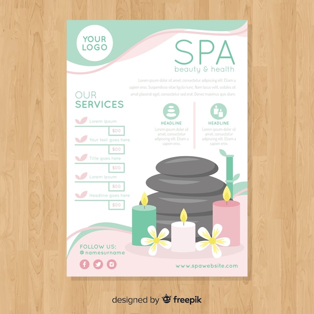 Vector gratuito muestra flyer spa