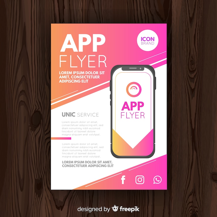 Vector gratuito muestra flyer teléfono móvil