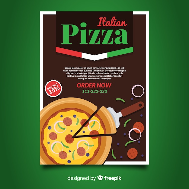 Vector gratuito muestra flyer trozo de pizza