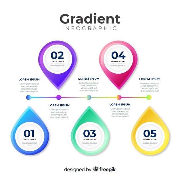 Muestra infografía degradada colorida