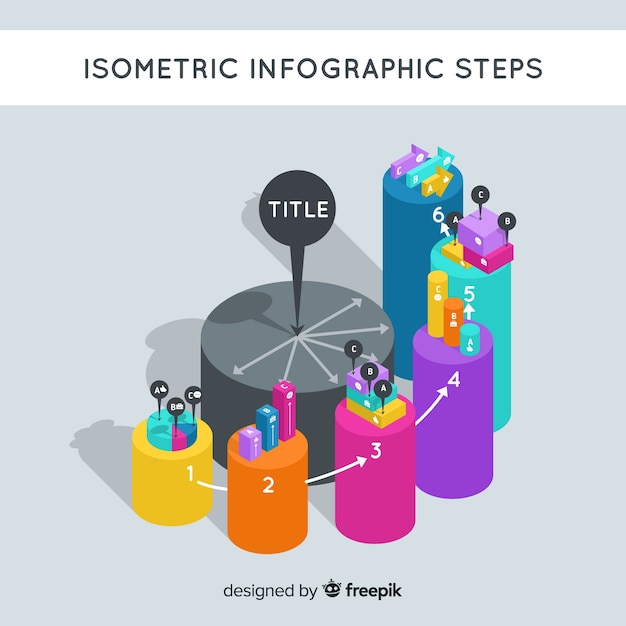 Vector gratuito muestra infografía por pasos isométrica