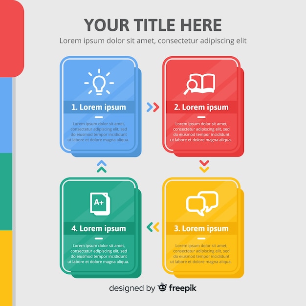 Vector gratuito muestra infografía por pasos plana