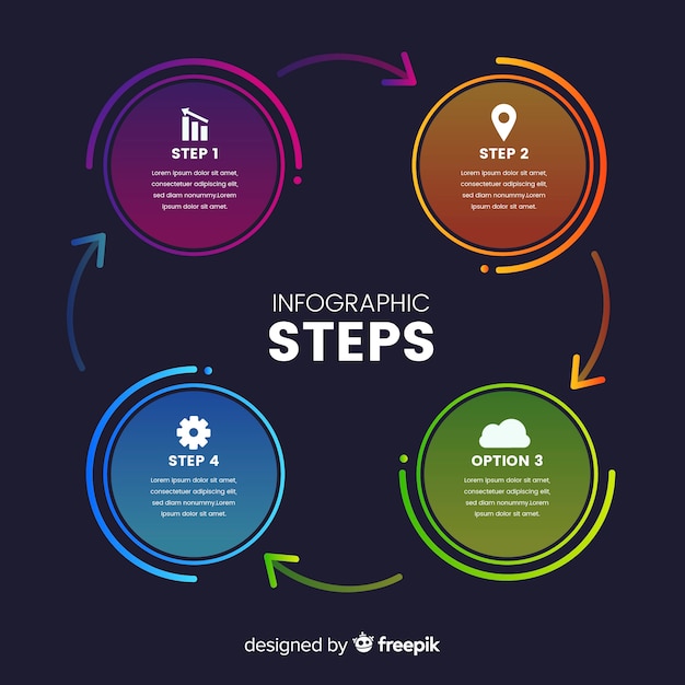 Vector gratuito muestra infografía por pasos