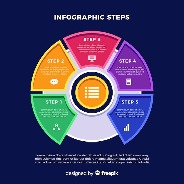 Vector gratuito muestra infografía por pasos