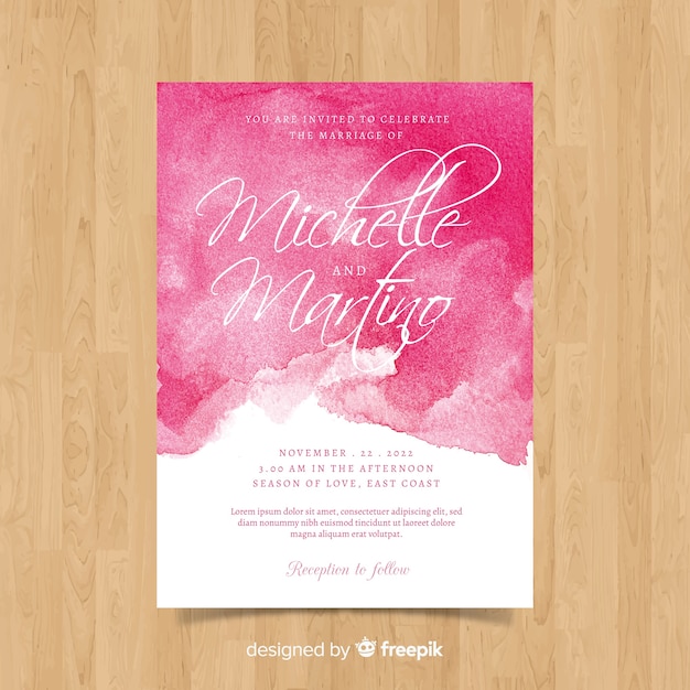 Muestra invitación boda acuarela