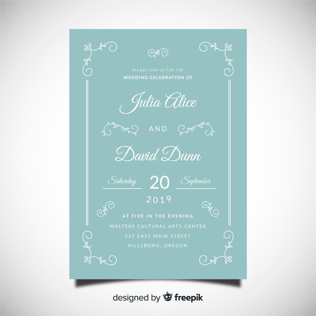Muestra invitación boda adorno