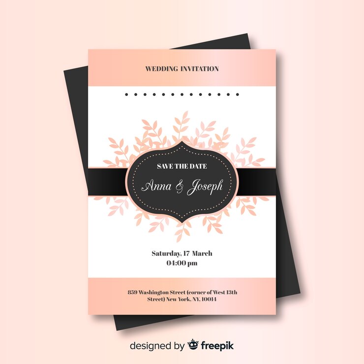 Vector gratuito muestra invitación boda hojas