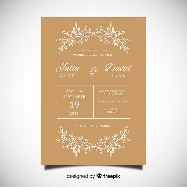 Muestra invitación boda hojas