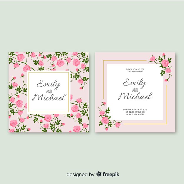 Muestra invitación boda rosas
