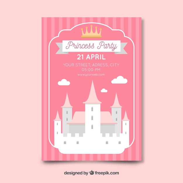 Muestra invitación fiesta de princesas castillo plano