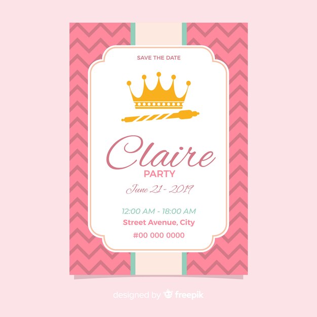 Muestra invitación fiesta de princesas plana