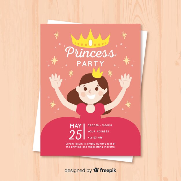 Muestra invitación fiesta de princesas plana