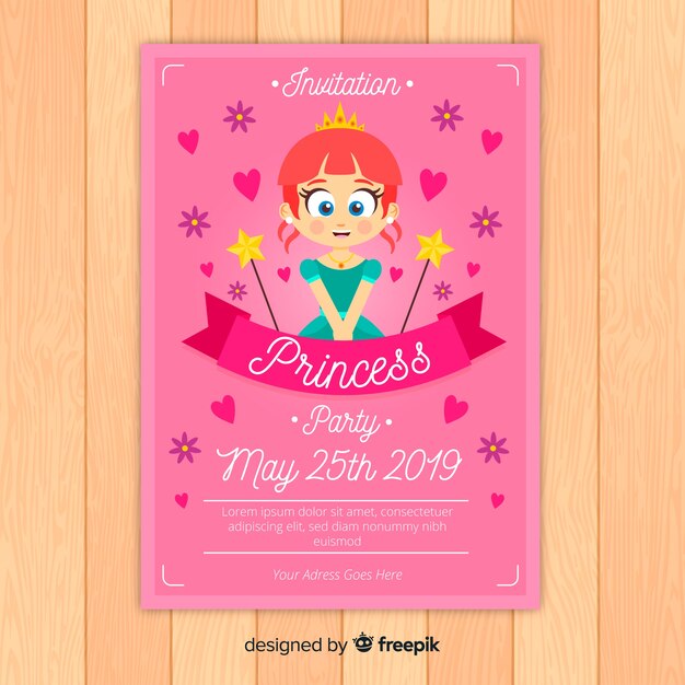 Muestra invitación fiesta de princesas plana