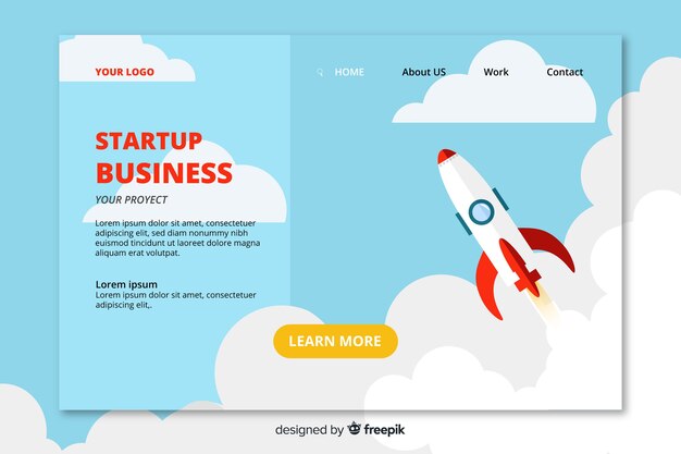 Muestra landing page con un cohete
