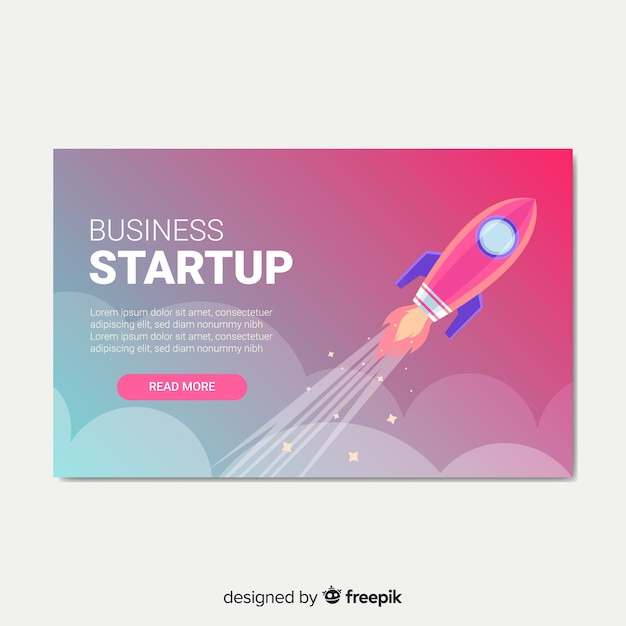 Muestra landing page con un cohete