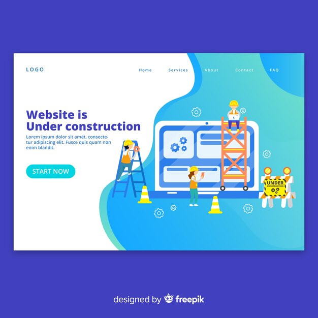 Muestra landing page en construcción
