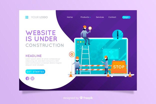 Muestra landing page en construcción