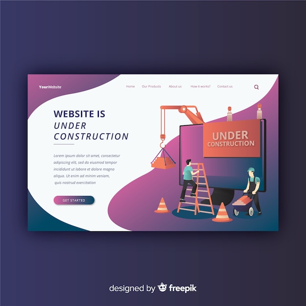 Muestra landing page en construcción