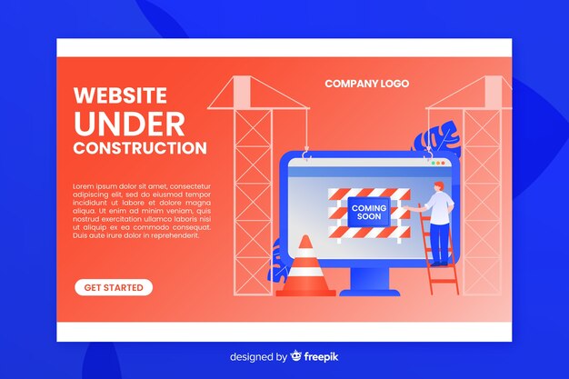 Muestra landing page en construcción